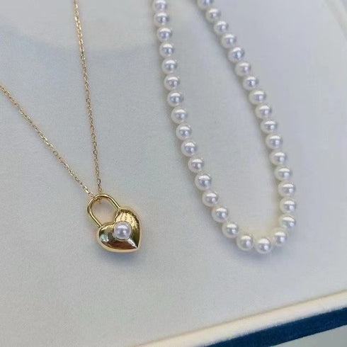 Heart Lock Rice Pearl Collar Necklace – Elegant, Versatile & Modern